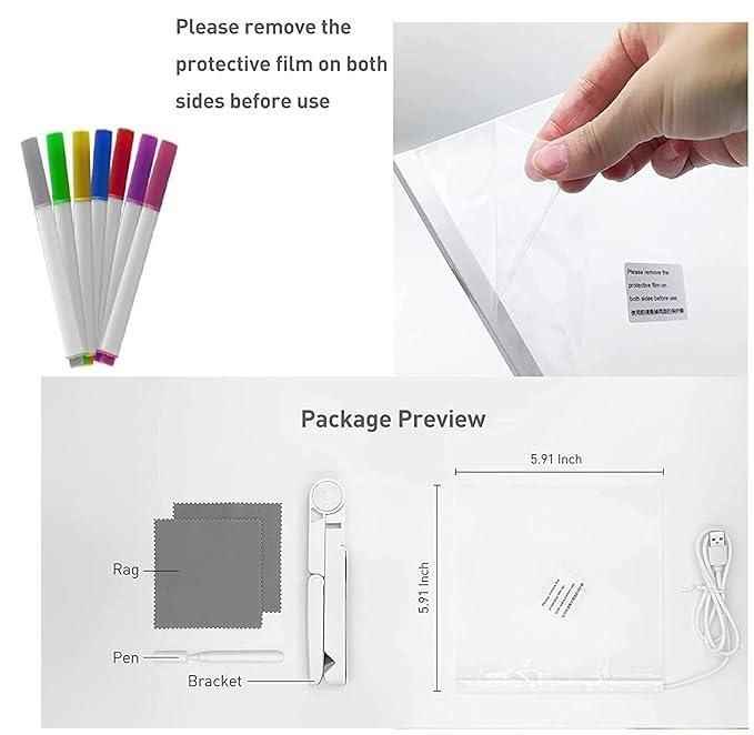 3D LED Acrylic Message Board + 12 Pens