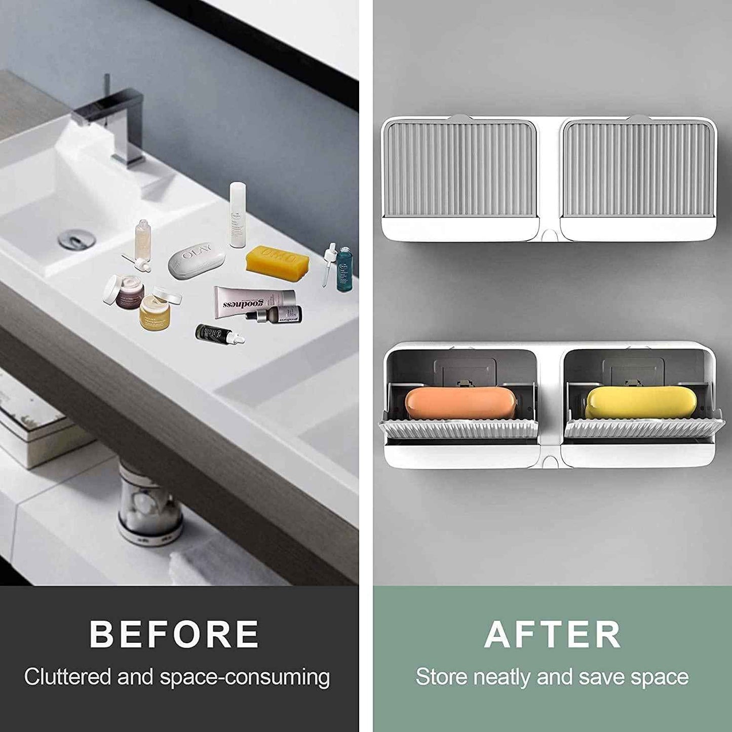 Wall-Mount Double Soap Holder with Lid