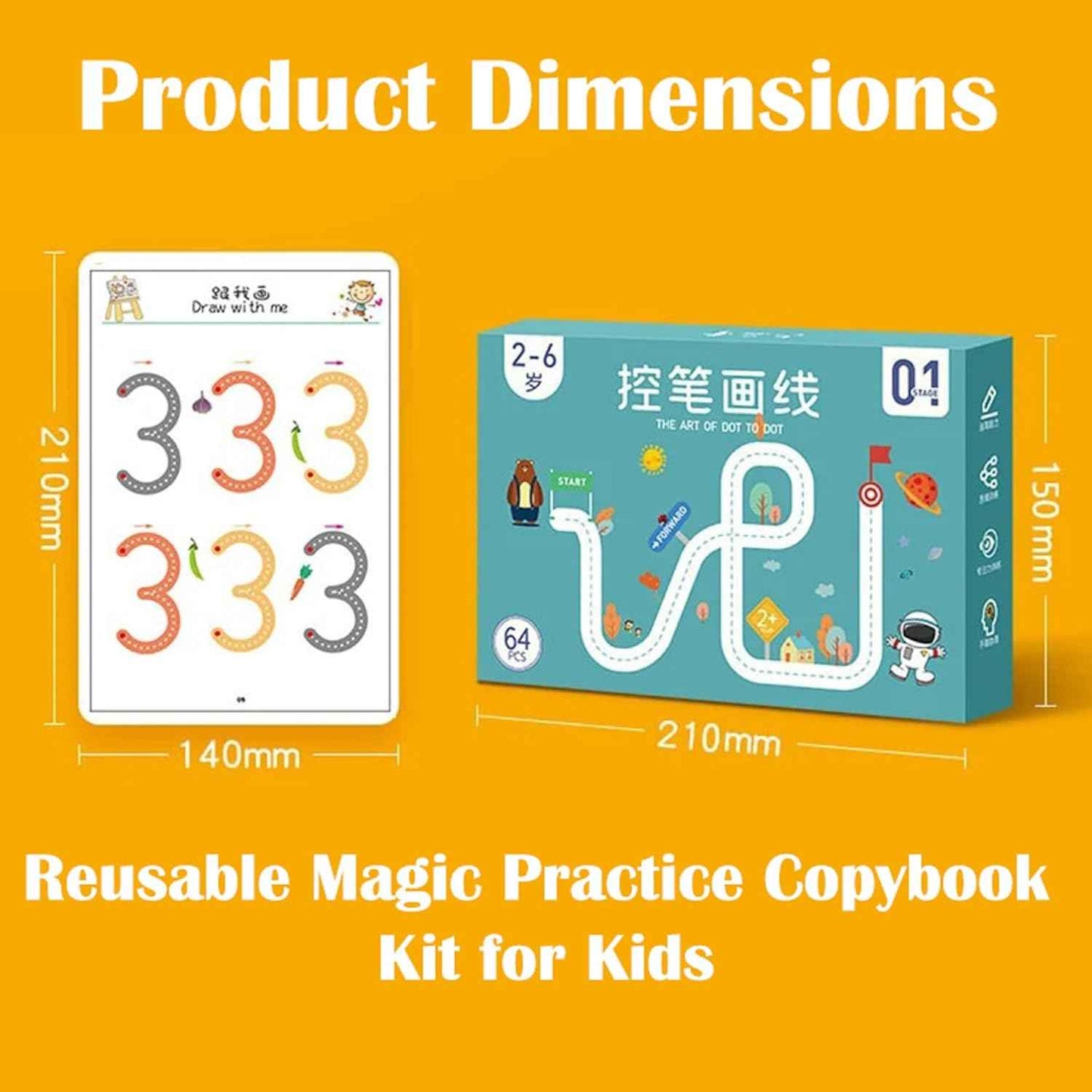 Magical Tracing & reusable Workbook Set for Kids – Alphabets, Numbers & Pen Control Training.