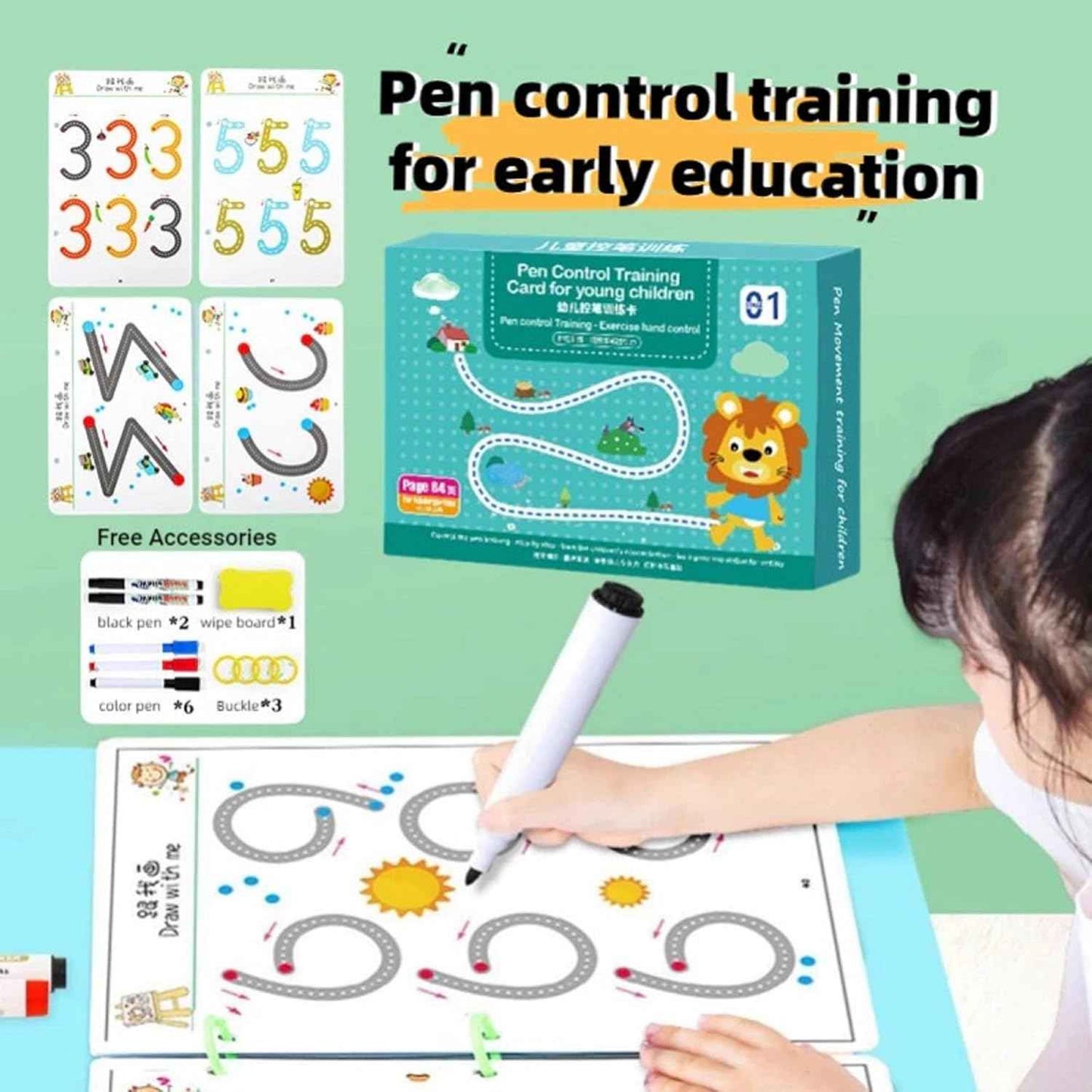 Magical Tracing & reusable Workbook Set for Kids – Alphabets, Numbers & Pen Control Training.