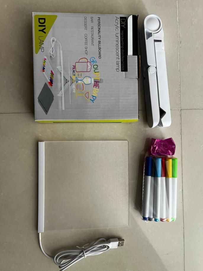 3D LED Acrylic Message Board + 12 Pens