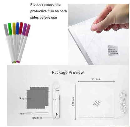 3D LED Acrylic Message Board + 12 Pens