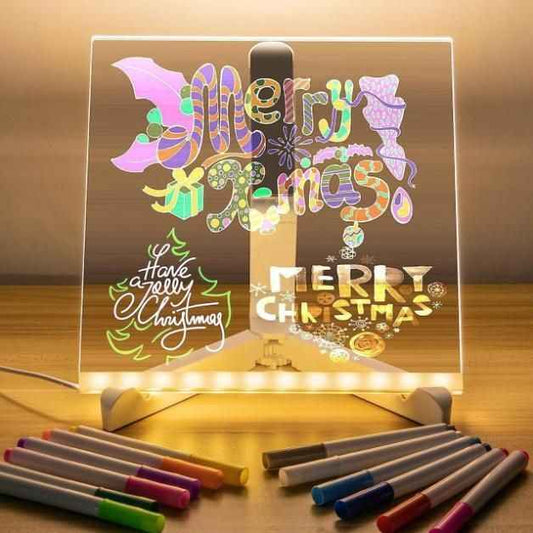 3D LED Acrylic Message Board + 12 Pens