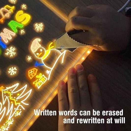 3D LED Acrylic Message Board + 12 Pens